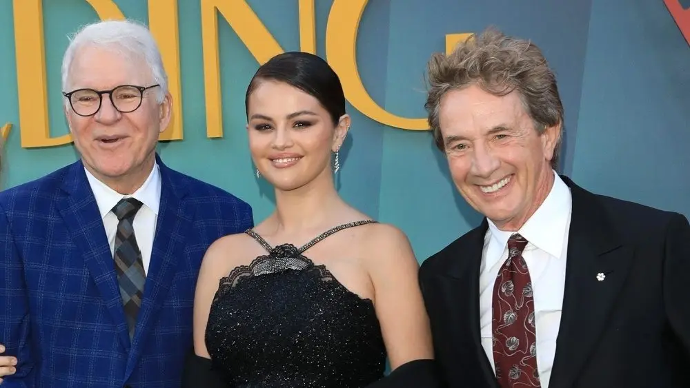 Steve Martin, Selena Gomez, Martin Short at the "Only Murders in the Building" Red Carpet Premiere Event at Paramount Studios on August 22, 2024 in Los Angeles, CA