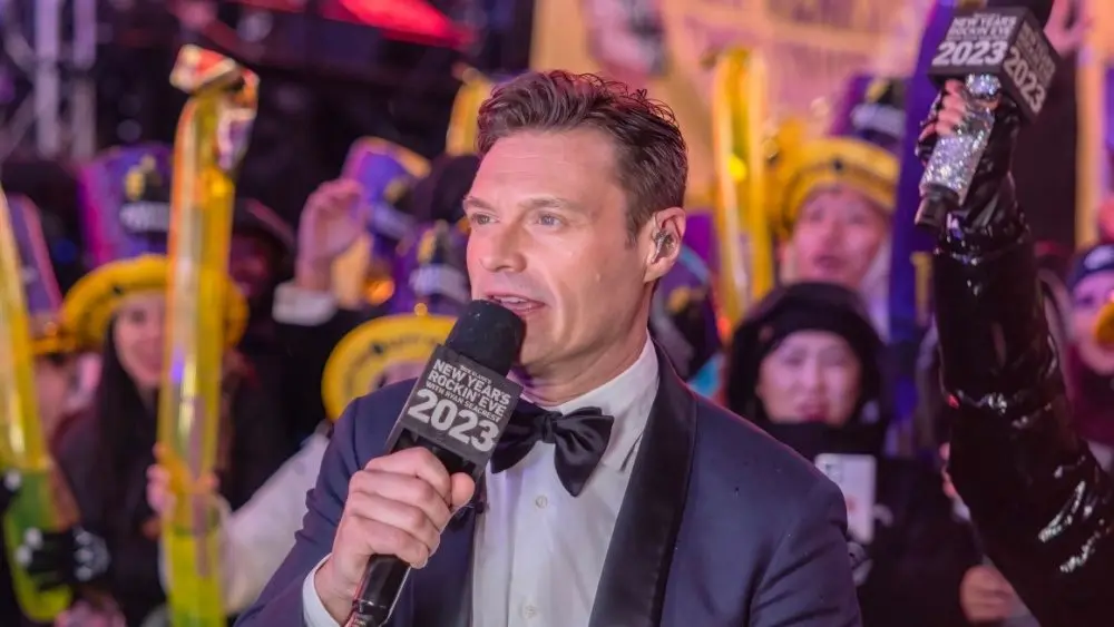 Ryan Seacrest is seen in Times Square during a New Year's Eve broadcast. NEW YORK, N.Y. – December 31, 2022