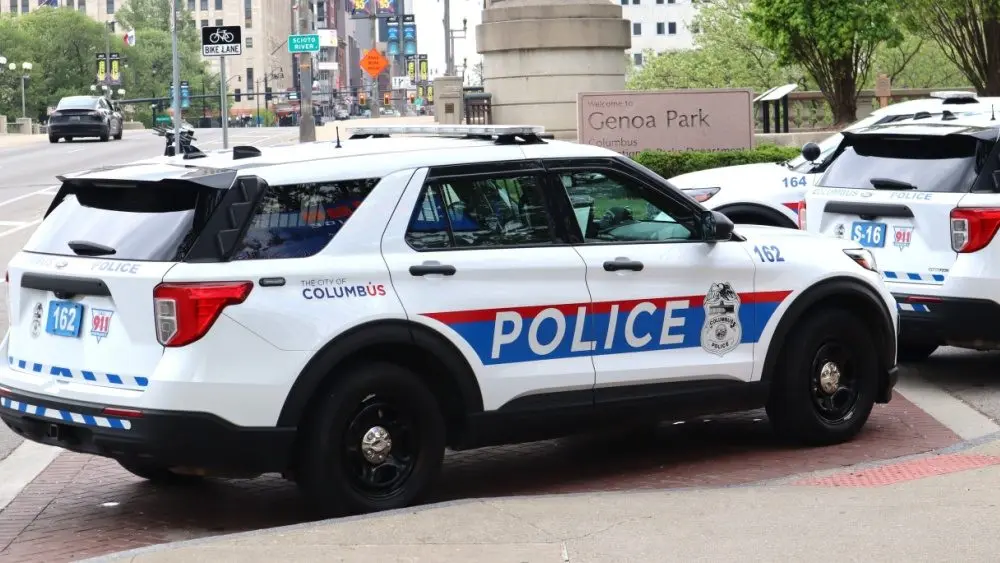 Columbus Police on high alert as Vice President Mike Pence motorcade passes by. Dublin Ohio October 13, 2020