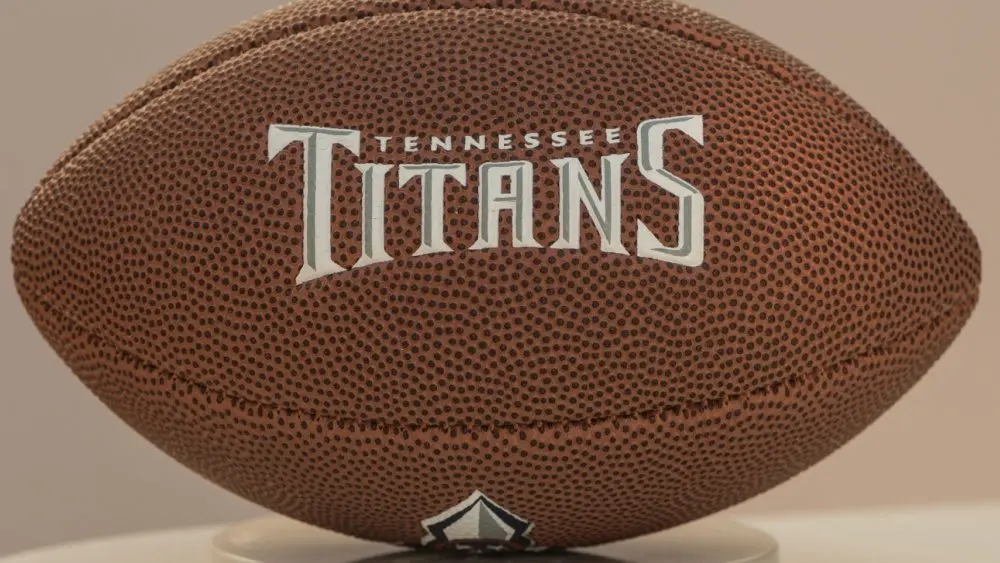 Tennessee Titans football on white stand. London, United Kingdom - May 26th 2023