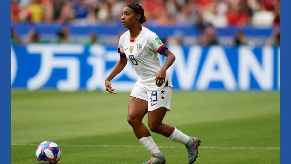 Crystal Dunn during the 2019 FIFA Women's World Cup France Final match between The United State of America and The Netherlands at Stade de Lyon on July 7, 2019 in Lyon, France.