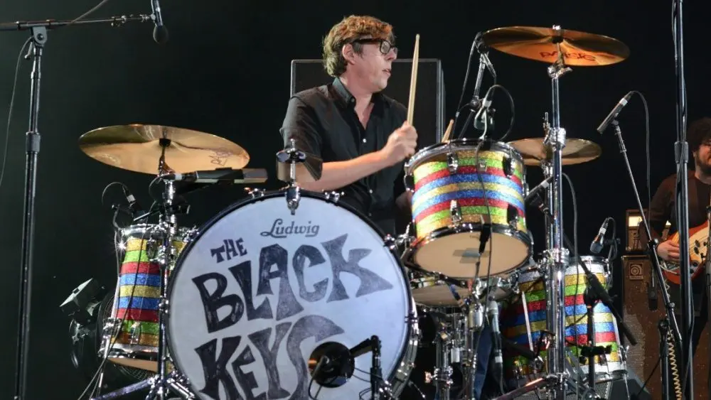 The Black Keys, with drummer Patrick Carney, performs on stage at the 2015 Mountain Jam Music Festival. Hunter, New York - June 6, 2015
