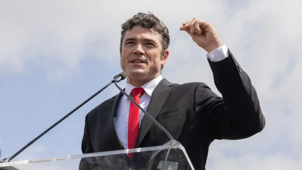 Joe Kent, Republican congressional candidate in Washington’s 3rd Congressional District, speaks at the “Justice for J6” rally near the United States Capitol. WASHINGTON, D.C. – September 18, 2021