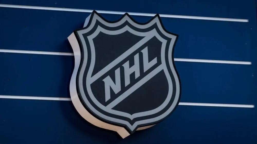 San Francisco, CA - Sept 1 2025: The NHL Logo is seen on the facade of a building.