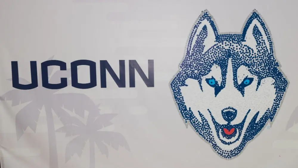 UCONN Huskies Banner in the Tampa Convention Center During the 2019 NCAA Women's Final Four Tampa Bay Tampa, Florida / USA - April 6, 2019