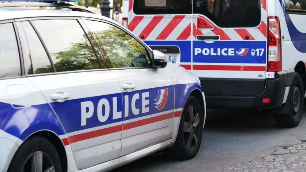 Police cars on the Paris streets. Paris ,France - September 03.2020