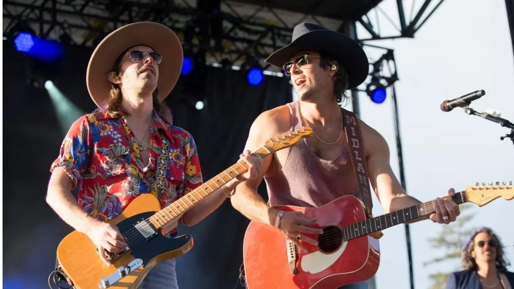 L to R) Cameron Duddy and Mark Wystrach of the band Midland perform at BottleRock. Napa, CA/USA: 5/24/19