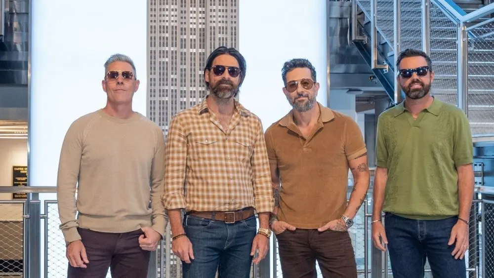 Trevor Rosen, Geoff Sprung, Matthew Ramsey and Brad Tursi of Old Dominion country music band visit the Empire State Building in New York, NY on August 12, 2025