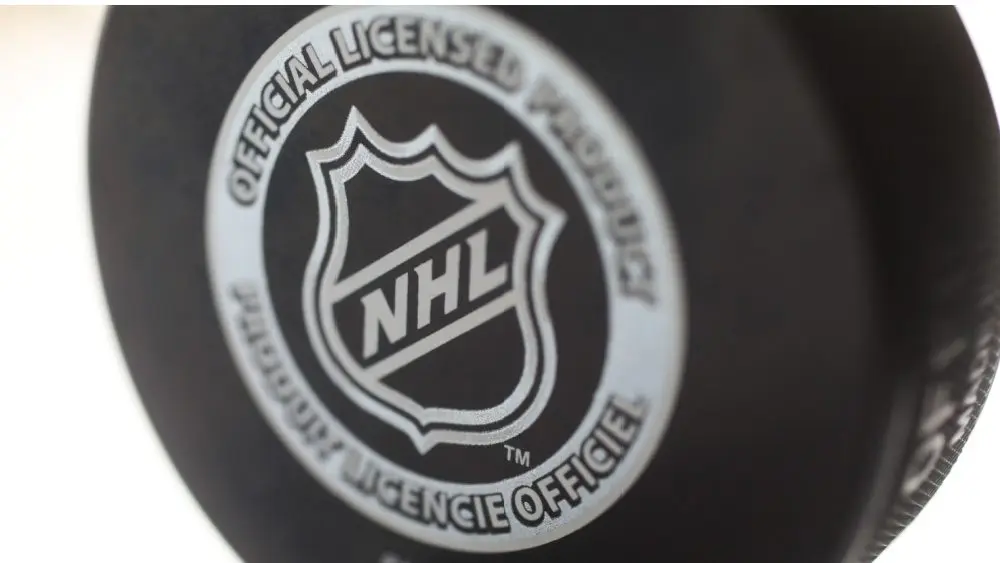 Official game puck from NHL, National hockey league, USA.
