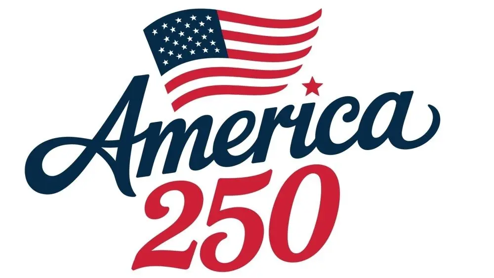 America 250 logo variations with patriotic themes