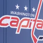 Washington Capitals logo on the side of their home arena Capital One Arena in downtown D.C.