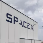 Spacex building with Launch pad 39 at Cape Canaveral^ Kennedy Space Center with blue cloudy sky background. Elements of this image furnished by NASA.