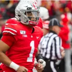 Justin Fields #1 - at University of Maryland Terrapins Vs. Ohio State Buckeyes on November 11th 2019 at the Ohio State Stadium in Columbus^ Ohio USA