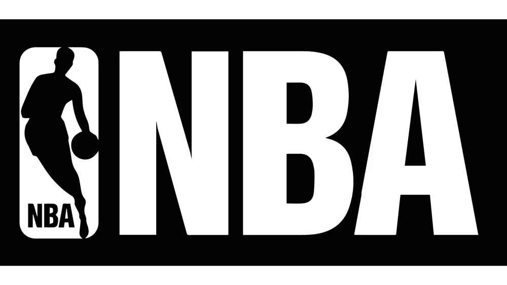 NBA logo (black and white) printed on paper and placed on white background