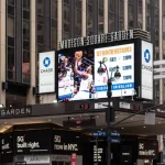 Front of Madison Square Garden^ home to NY KNICKS. MSG is a multi-purpose indoor arena in Midtown Manhattan opened on February 11^ 1968. It is the oldest sporting facility in NY.