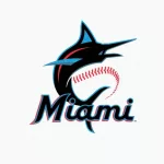 Miami Marlins Sports editorial vector logo is printed on white paper.