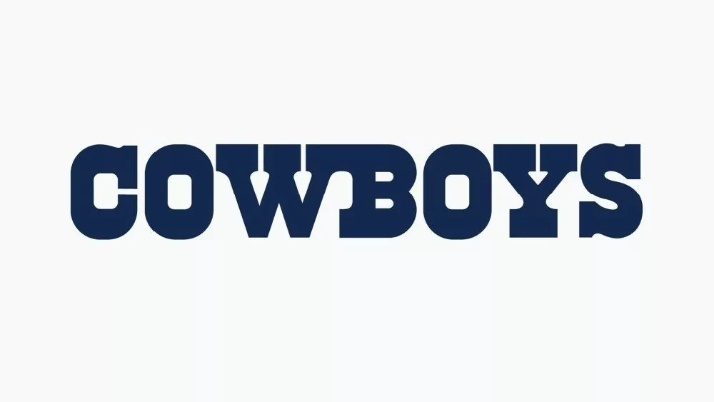 Dallas Cowboys Wordmark. Sports editorial vector logo is printed on white paper.