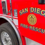 San Diego (CA) Fire Department truck close up. San Diego^ CA - July 2^ 2022