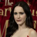 Rachel Brosnahan wearing dress by Georges Hobeika attends Amazon Prime Video's "The Marvelous Mrs. Maisel" Season 5 Premiere at The Standard Highline in New York on April 11^ 2023