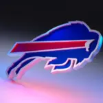 Buffalo Bills logo on dark background with shiny details. 3D render. MUENSTER^ GERMANY - June 03^ 2023