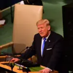 The UN 72nd General Assembly opened its first week with debate^ bringing a variety of world leaders to the GA Hall. US President Trump at General Assembly Hall NEW YORK CITY - SEPTEMBER 19 2017