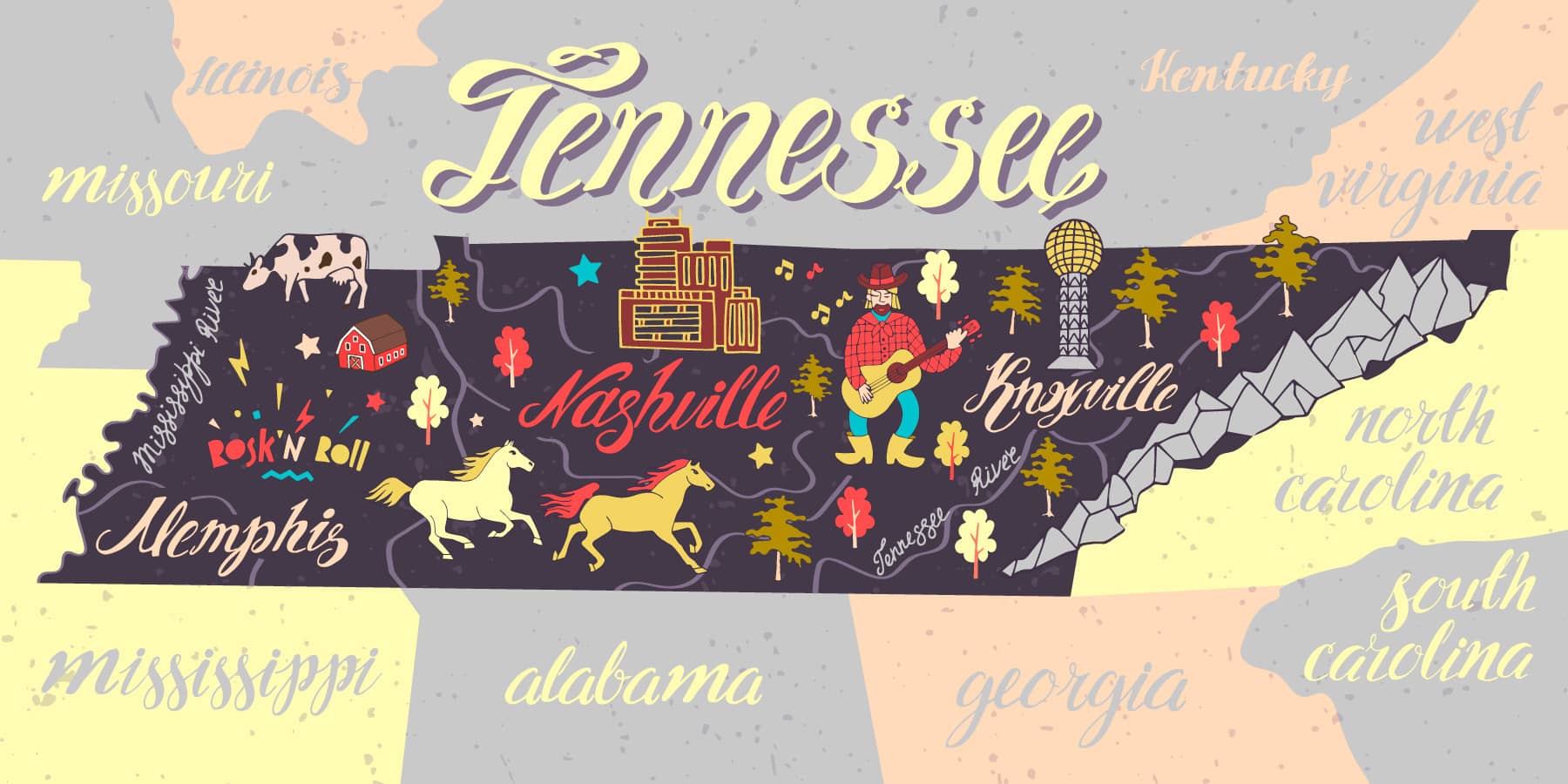 illustratedmapoftennesseeusa-travelandattractions