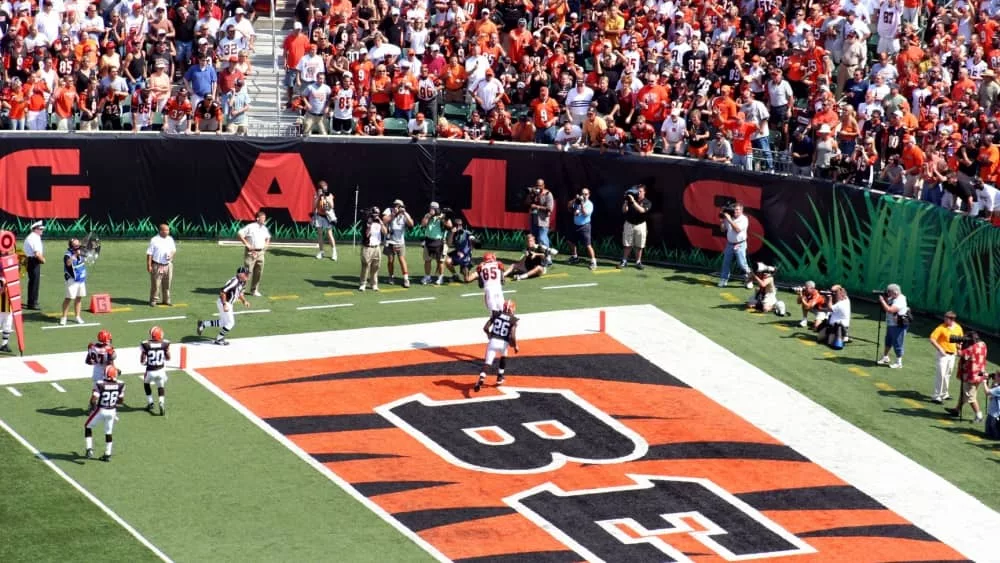 NFL football field; Cincinnati Bengals logo