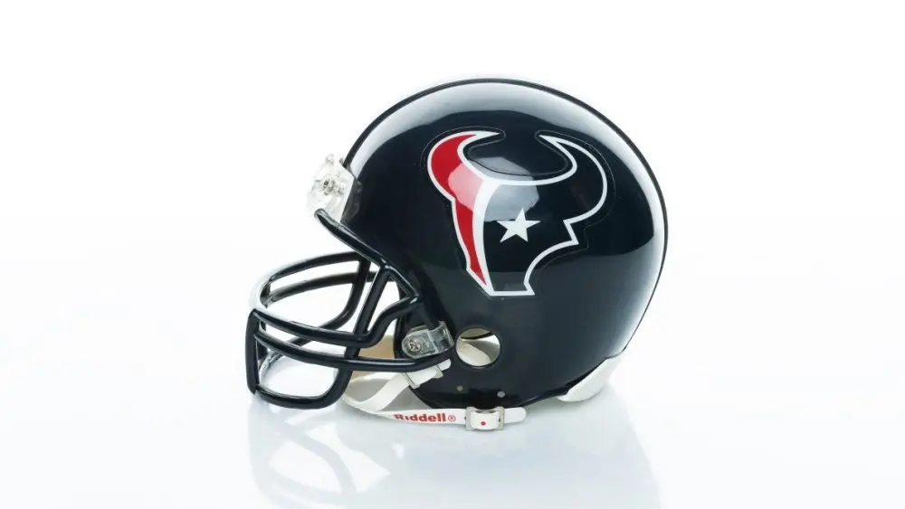 Houston Texans NFL club riddell helmet replica on white background.