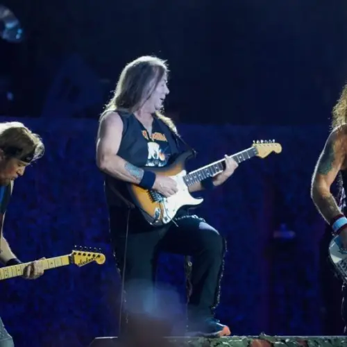 British heavy-metal band Iron Maiden performing live at Wanda Metropolitano stadium in Madrid^ Spain MADRID^ SPAIN - JULY 14^ 2018