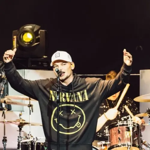 Kane Brown performs on stage during Chris Young's Losing Sleep 2018 World Tour at Infinite Energy Center. DULUTH^ GA^ USA - FEBRUARY 15TH^ 2018