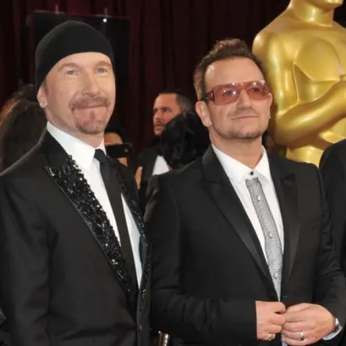U2 with Bono & The Edge at the 86th Annual Academy Awards at the Hollywood & Highland Theatre^ Hollywood. LOS ANGELES^ CA - MARCH 2^ 2014