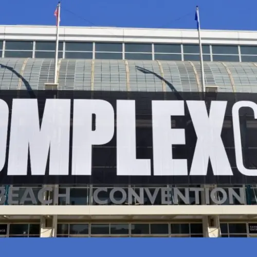 Complex Con sign above the entrance of Long Beach Convention Centre^ The Complex Conversations convention will run on 2nd and 3rd November. LONGBEACH^ CALIFORNIA - 30 October^ 2019