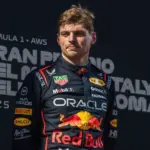 Max Verstappen of the Netherlands and Oracle Red Bull Racing on the podium during Formula One Emilia Romagna Grand Prix Autodromo Enzo e Dino Ferrari^ Imola^ Italy. 18.May.2025