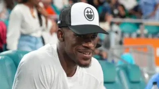 Jimmy Butler attends the semifinal match at 2023 Miami Open at the Hard Rock Stadium in Miami MIAMI GARDENS^ FLORIDA - MARCH 31^ 2023
