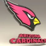 Emblem of the Arizona Cardinals. The Arizona Cardinals are a professional American football team. Template for presentation or infographics. 3D render. 3D Illustration