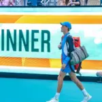 Jannik Sinner of Italy enters the Hard Rock Stadium before men's singles final match against Grigor Dimitrov of Bulgaria at 2024 Miami Open in Miami Gardens MIAMI GARDENS^ FLORIDA - MARCH 31^ 2024