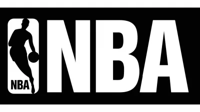 NBA logo (black and white) printed on paper and placed on white background