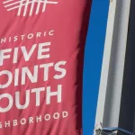 Flag in the southside of the city showing the location for Five Points South. Birmingham^ AL / USA - May 9^ 2017