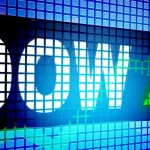 Dow Jones stock with green arrow point up^ 3d rendering