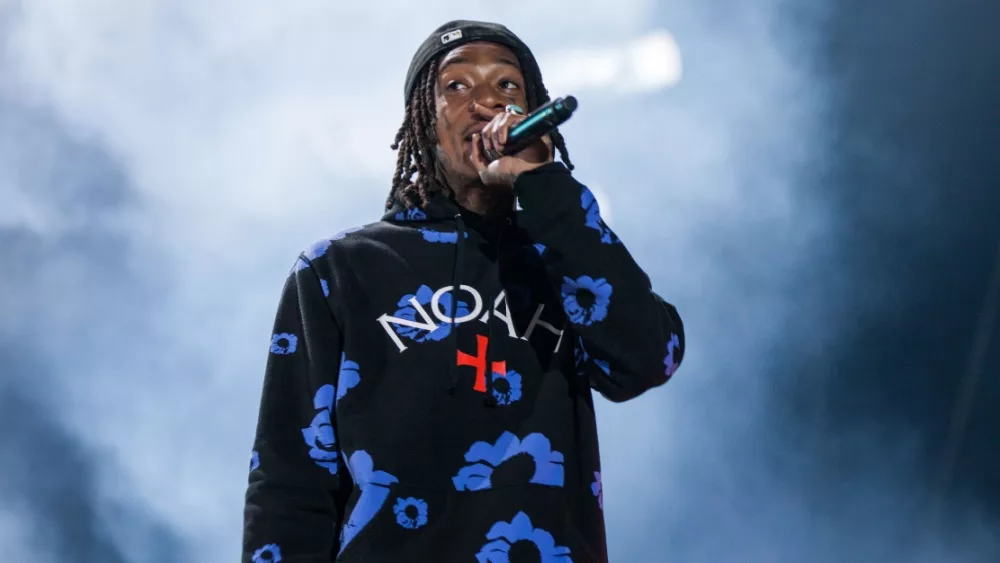 Wiz Khalifa raps on a stage with his band at the Aerodrome festival in Prague^ Czech Republic PRAGUE^ CZECH REPUBLIC- JUNE 28 2018