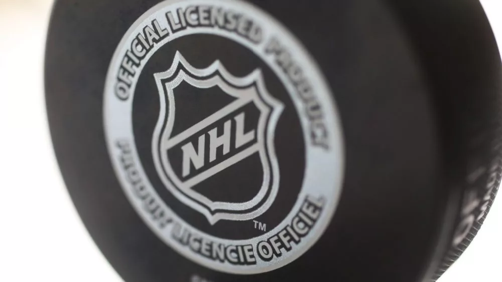 Official game puck from NHL^ National hockey league^ USA.