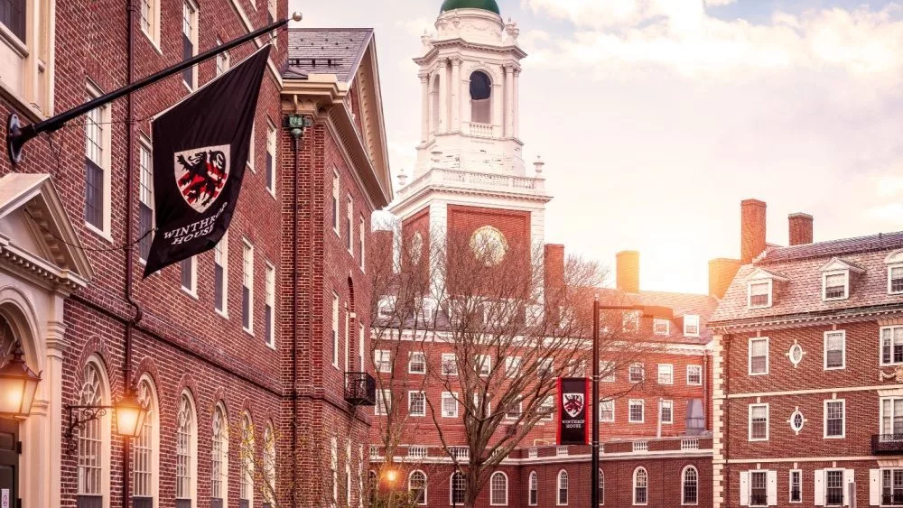 View of the architecture of the famous Harvard University in Cambridge^ Massachusetts^ USA. March 15^ 2024