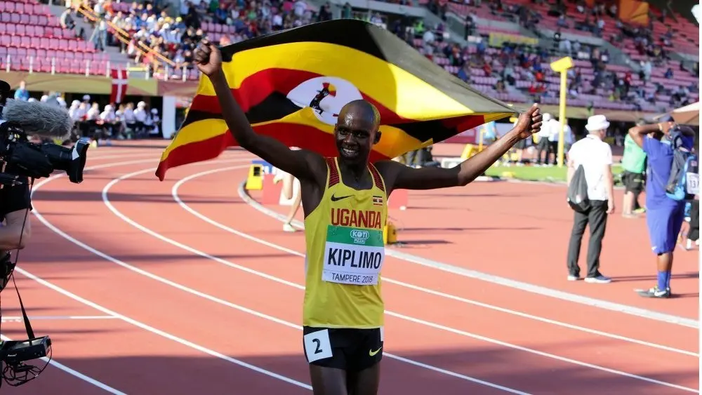 JACOB KIPLIMO from Uganda win silver in 10^000m at the IAAF World U20 Championships in Tampere^ Finland on July 10^ 2018