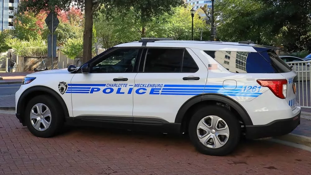 Charlotte^ North Carolina Police Department car parked in uptown Charlotte. CHARLOTTE^ NORTH CAROLINA^ USA