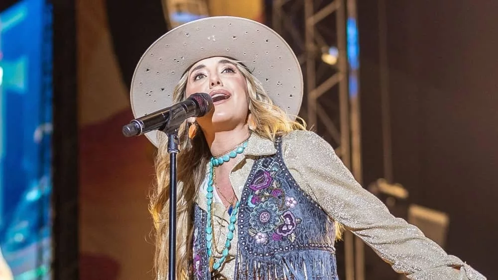 Lainey Wilson performing at Watershed Festival at The Gorge Ampitheater^ George^ Washington USA - August 6^ 2023: Country music recording artist Lainey Wilson performing at Watershed Festival at The Gorge Ampitheater^ August 6^ 2023