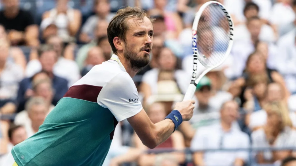 Daniil Medvedev during quarterfinal round at the US Open Championships at Billie Jean King Tennis Center in New York on September 6^ 2023