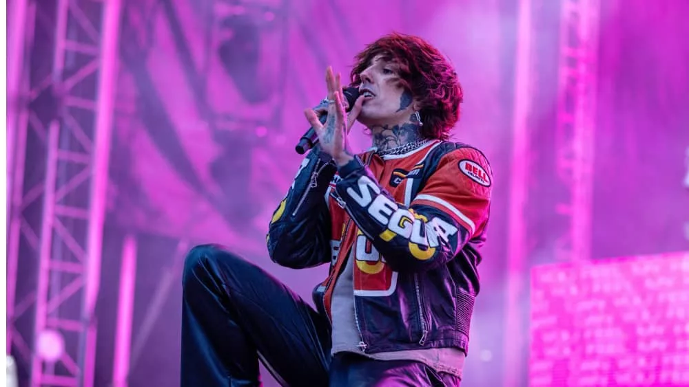 Rock band Bring Me the Horizon performing at Rockfest music festival HYVINKAA^ FINLAND – JUNE 2 2022: Pictured: lead singer Oliver Sykes