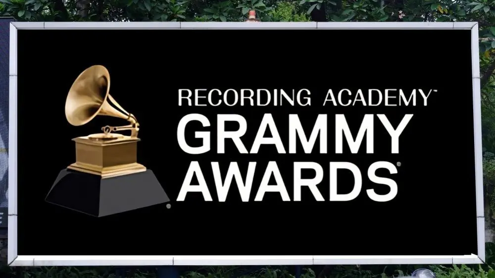 RECORDING ACADEMY^ GRAMMY AWARDS simply known as GRAMMY advertising seen on billboard