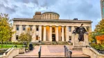 The Ohio Statehouse^ the state capitol building and seat of government for the U.S. state of Ohio. Columbus^ the United States