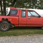 1993 Toyota pickup. Lost probably half its weight due to rust. She’s still running down the road.